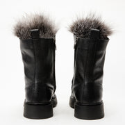 The Kajapati Black Leather Natural Fur Mid Calf Boot