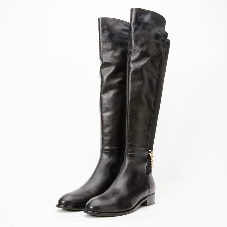 The Tallin Black Leather Knee High Boot
