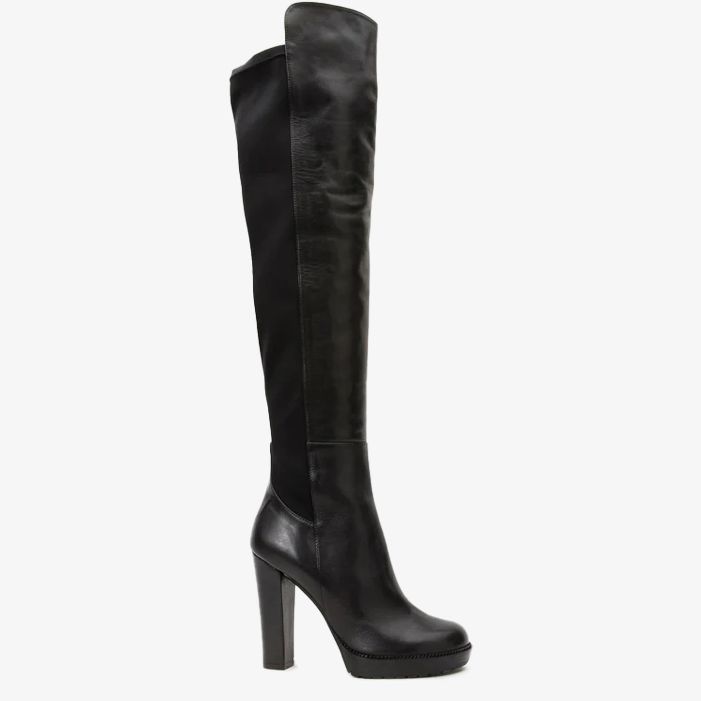 The Sao Paulo Black Leather Knee High Platform Heel Women Boot