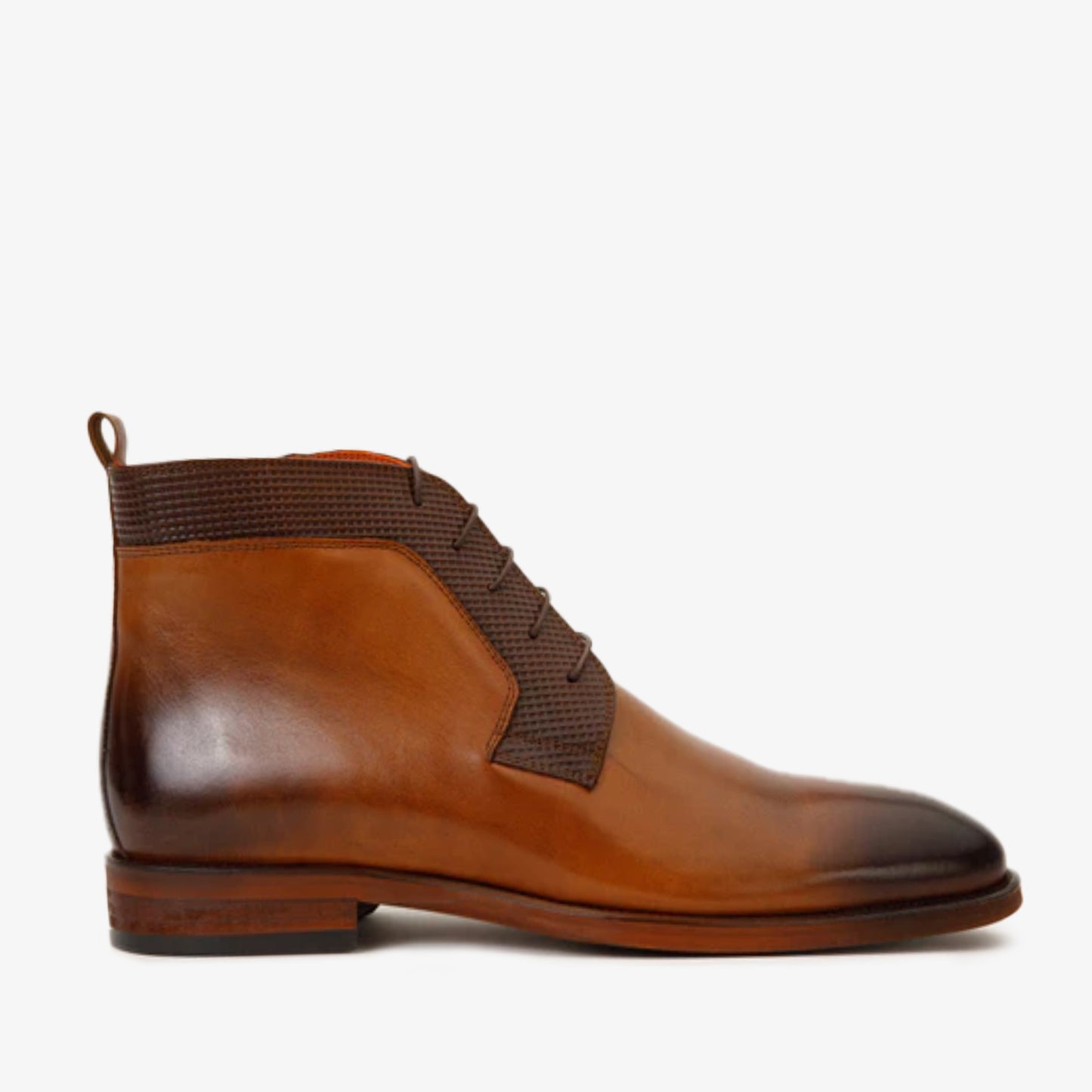 The Romto Tan Leather Derby Lace-Up Men Boot With a Zipper  Final Sale!