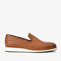 Mocasín tejido sin cordones de cuero color tostado Ostrava para hombre ¡Oferta final!