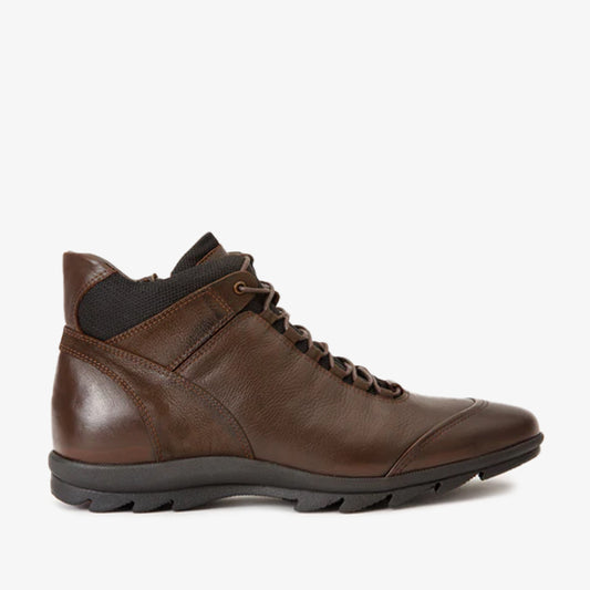 The Houston Leather Brown Lace-Up Casual Men Boot with a Zipper