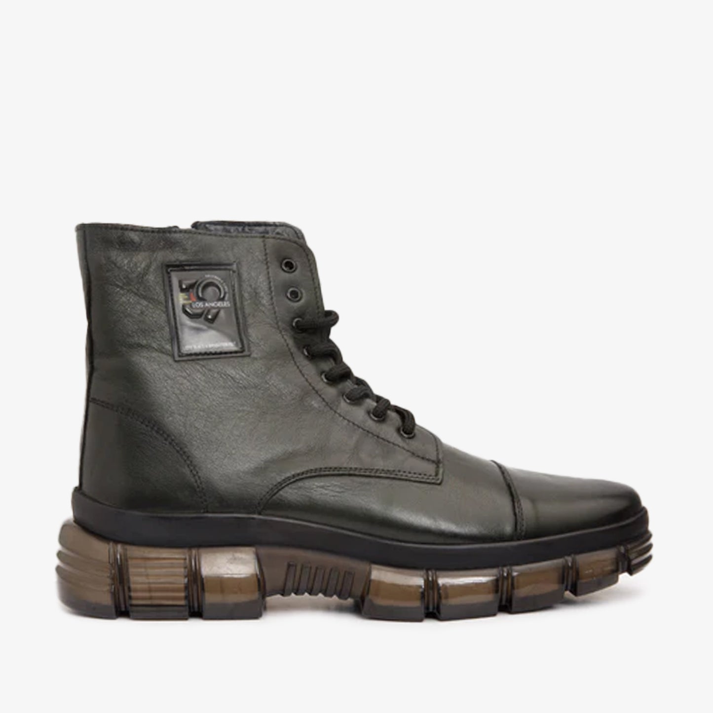 Zapatillas de deporte con cordones y cremallera de cuero verde Ottova para hombre