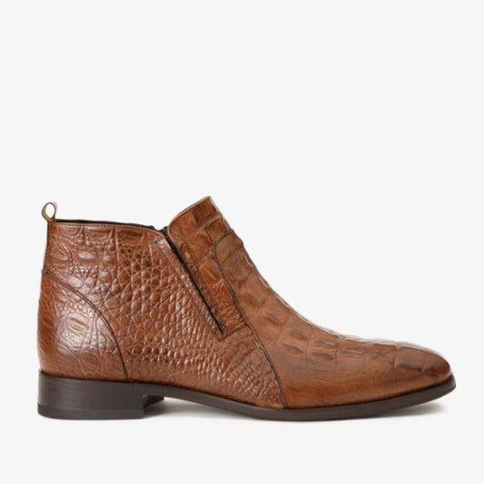 The Randor Brown Leather Side-Zip Dress Ankle Men  Boot
