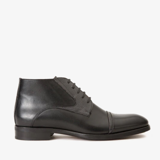 The Albury Black Cap-Toe Derby Lace-Up  Men Boot with a Zipper Final Sale!