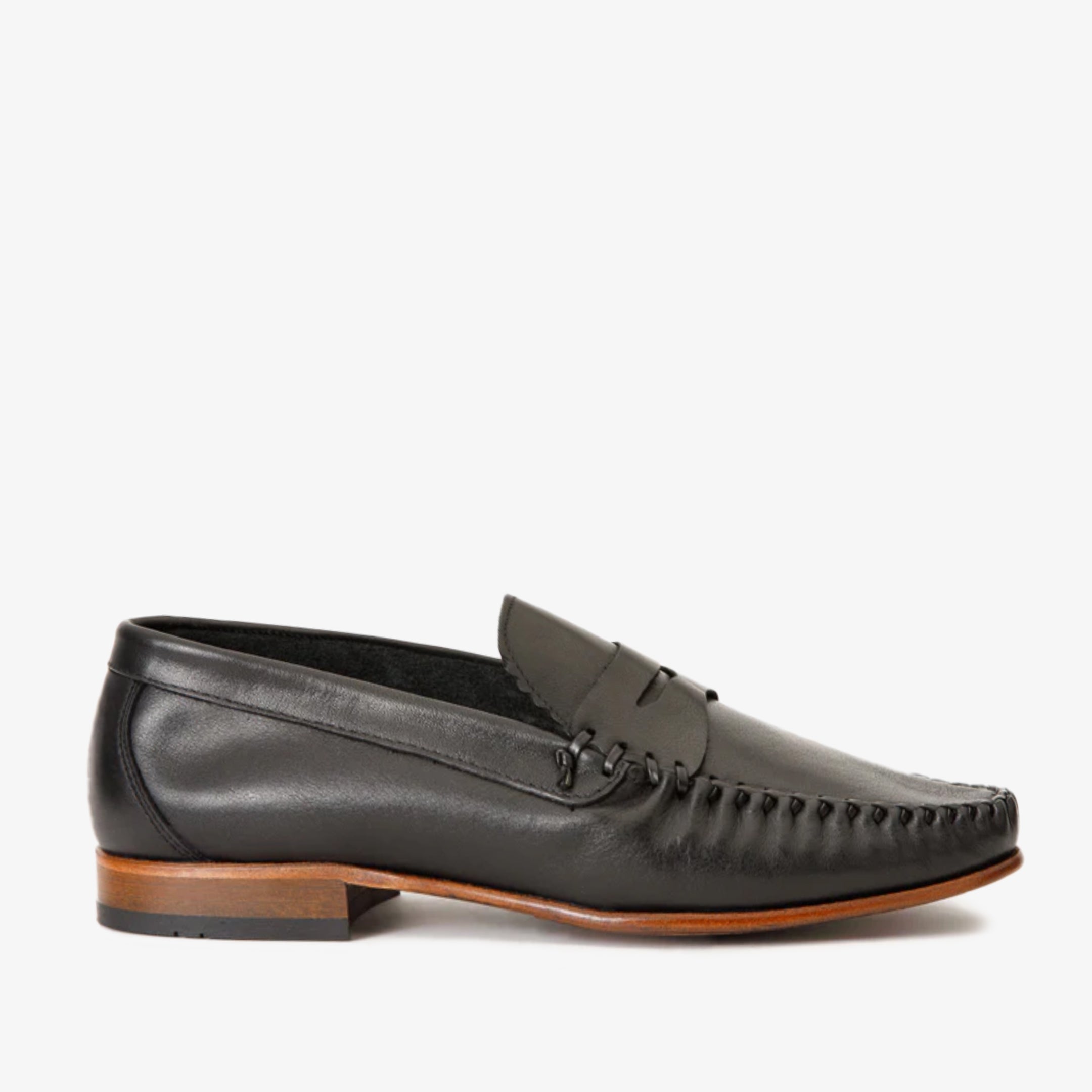 The Eregli Black Leather Penny Loafer Men Shoe