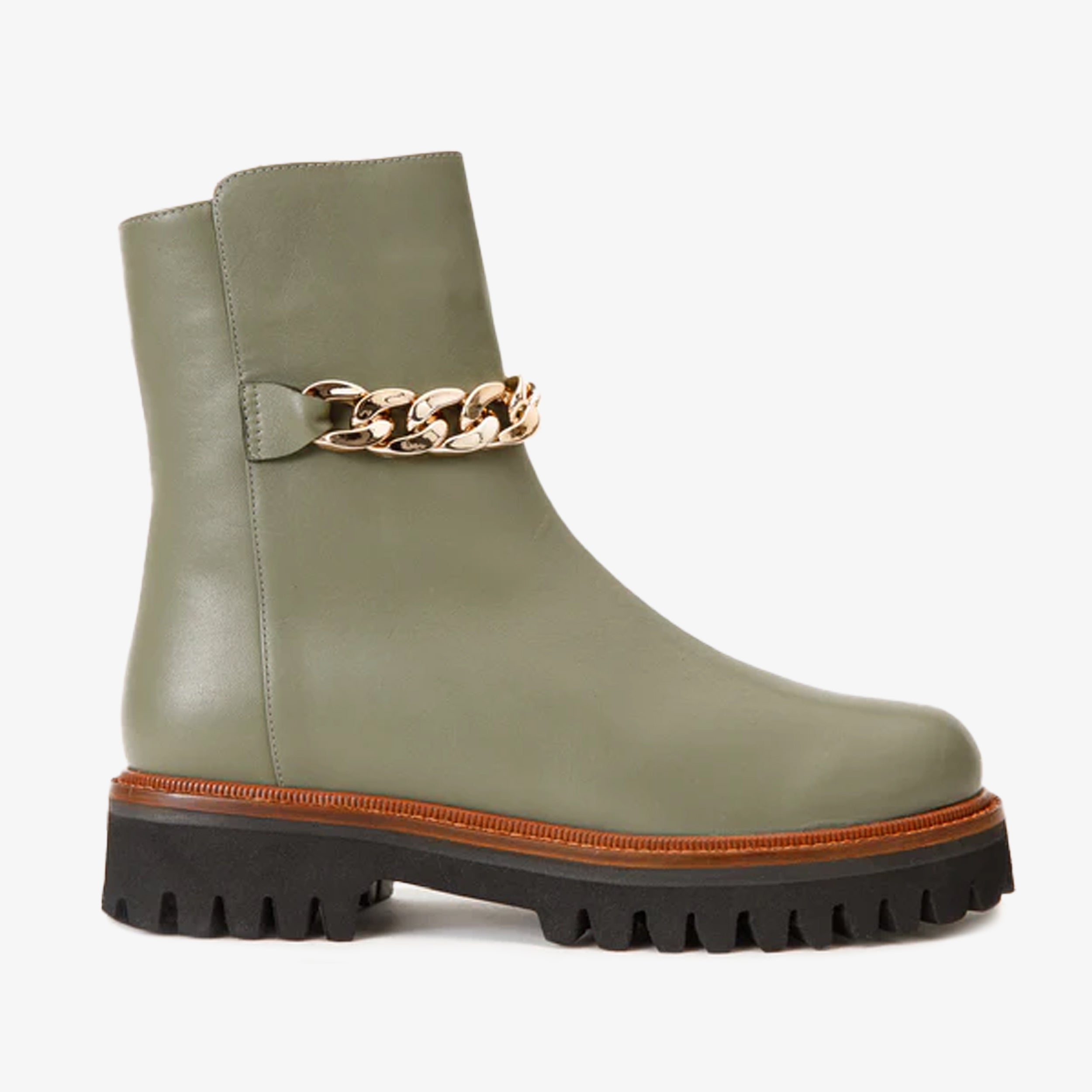 The Nassau Green Leather Ankle Women  Boot