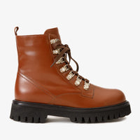 The Russel Brown Leather Lace-Up Ankle Women Boot Final Sale!