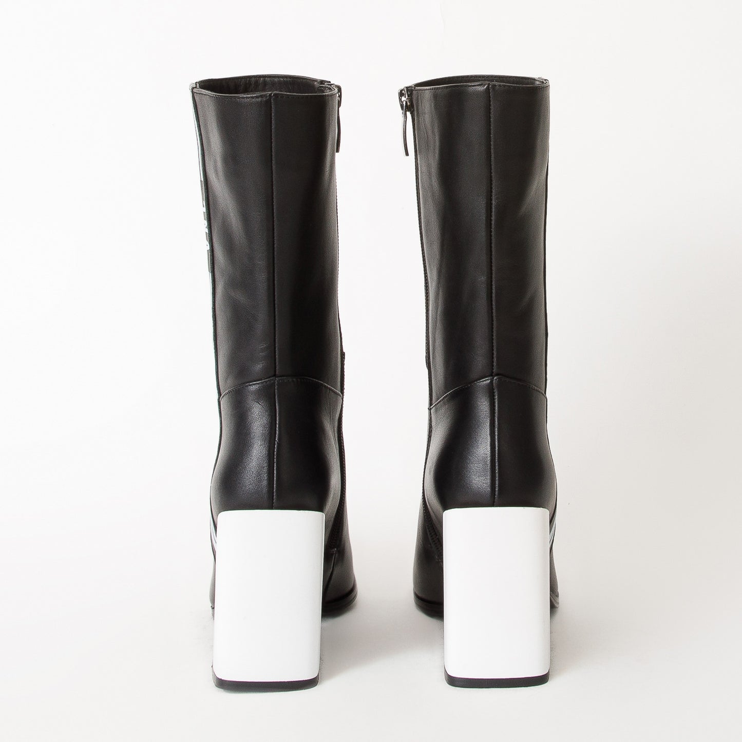 The Loretto Black Leather Block Heel Mid Calf Women Boot