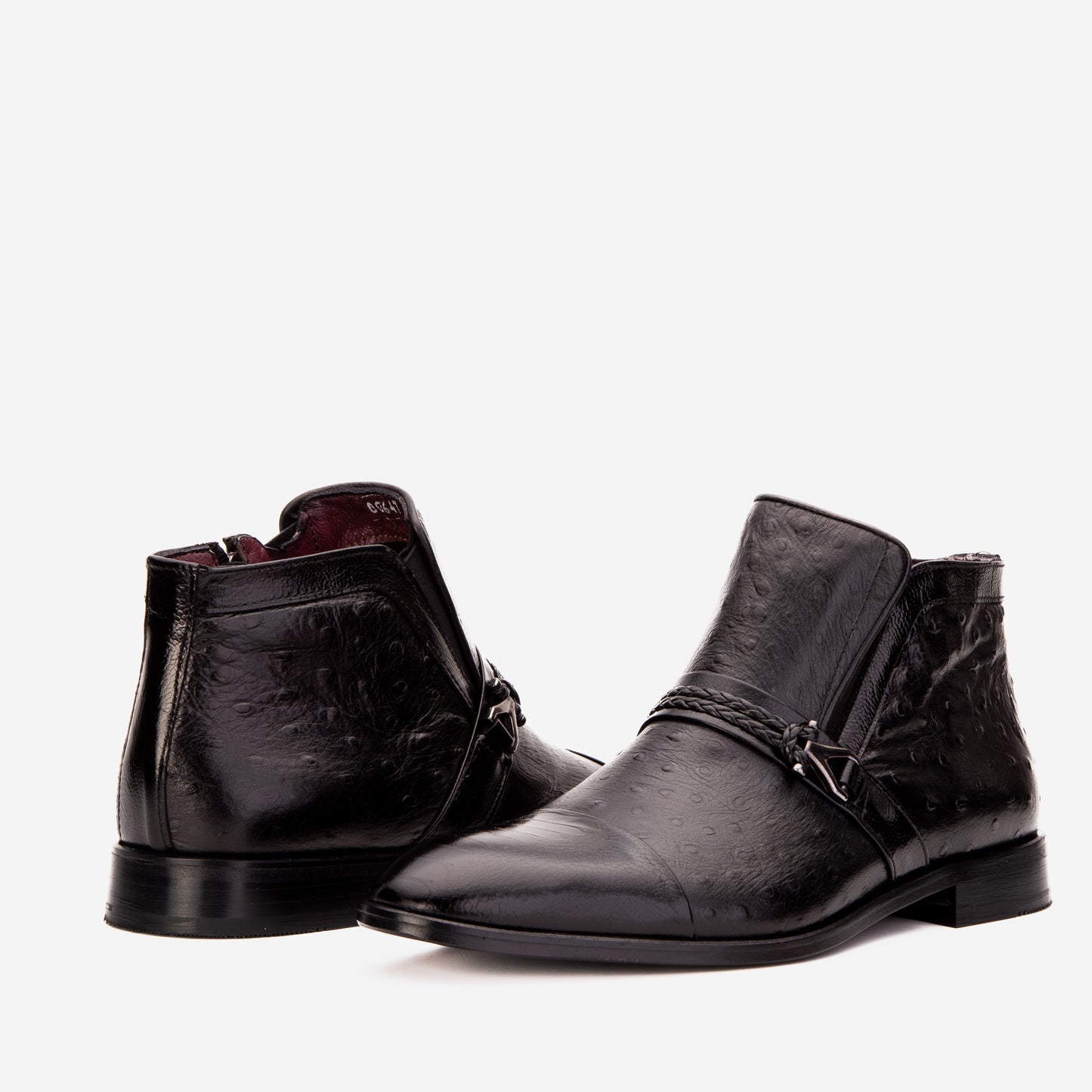 The Dallas Black Leather Bit Ankle Zip-Up Dress Men Boot
