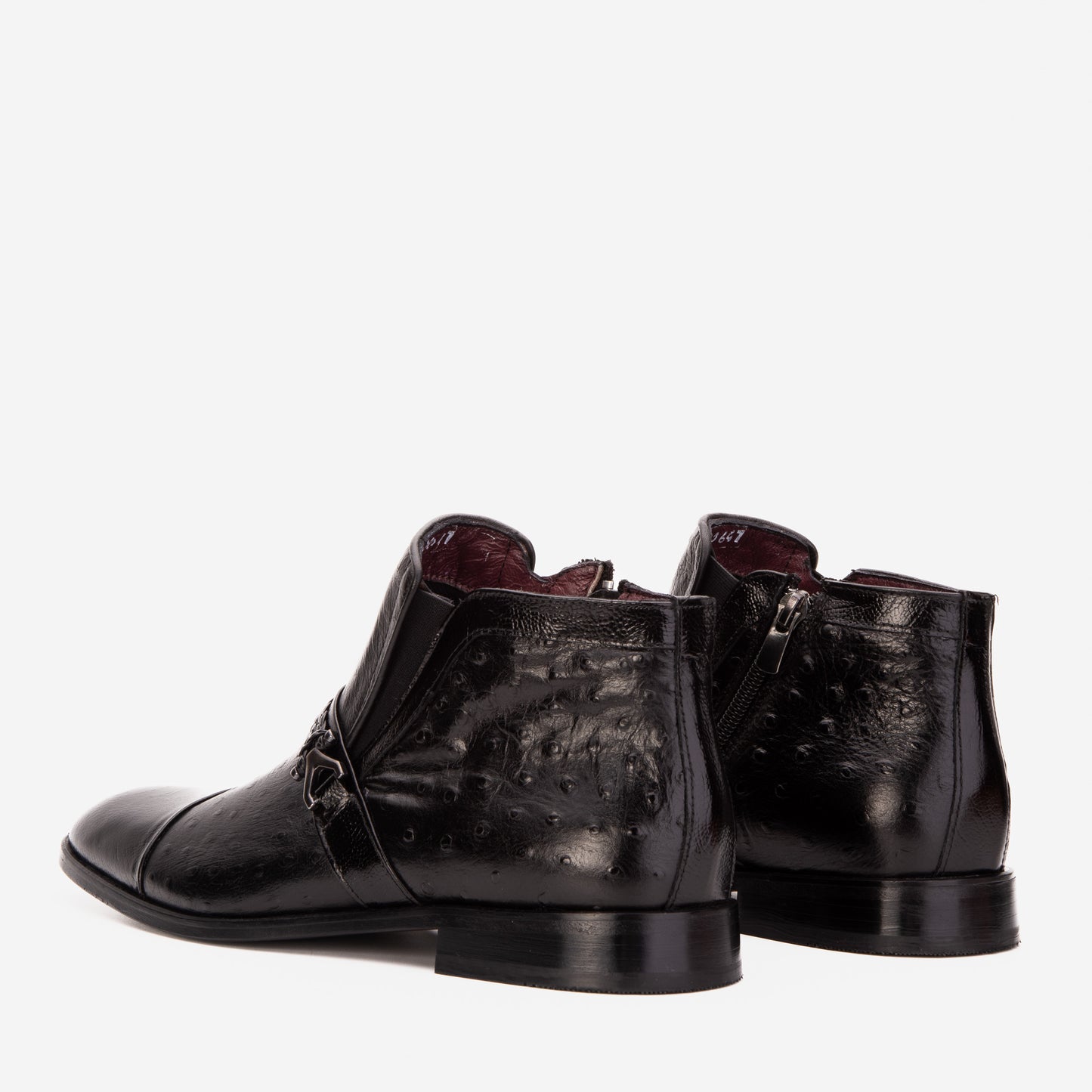 The Dallas Black Leather Bit Ankle Zip-Up Dress Men Boot