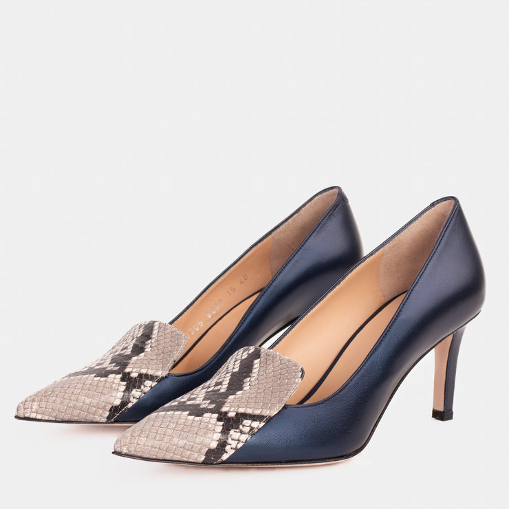 The Dilan Navy Blue Leather Pump