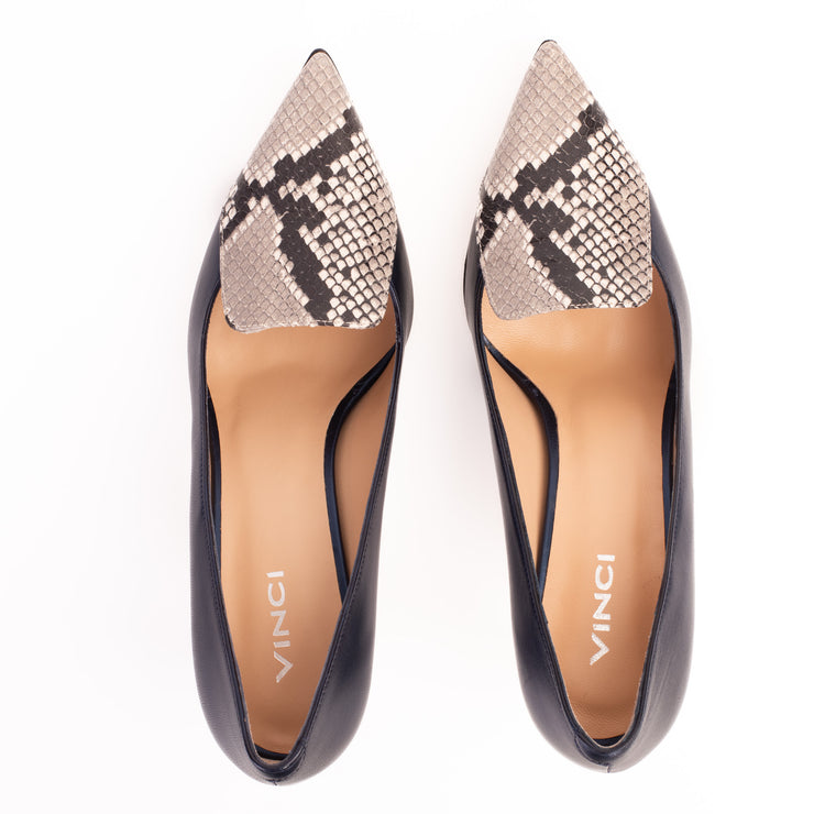 The Dilan Navy Blue Leather Pump