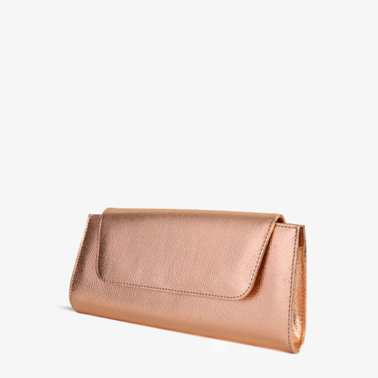 The Ege Rose Gold Leather Clutch
