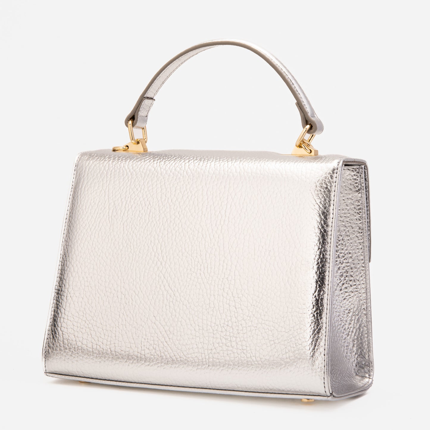 El bolso de mano de piel plateada Ege