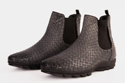 The Luxpre Grey Leather Handwoven Casual Chelsea Boot
