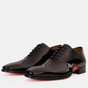 The Royal Hand Craft Black Patent Leather Plain Toe Oxford Shoe