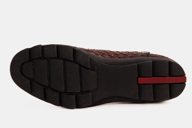 The Luxpre Burgundy Leather Handwoven Casual Chelsea Boot