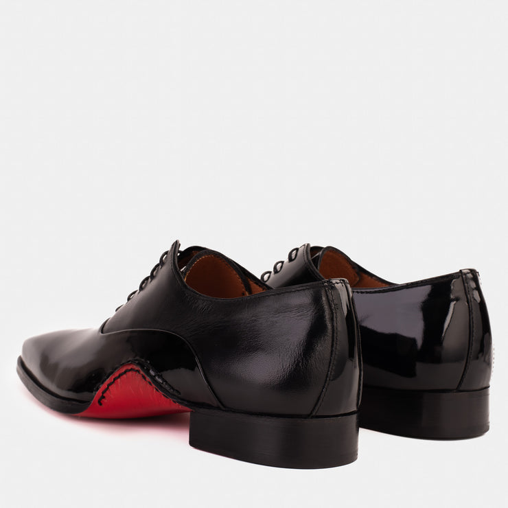 The Royal Hand Craft Black Patent Leather Plain Toe Oxford Shoe