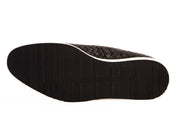 The Ostrava Black Leather Woven Slip-on Loafer Shoe