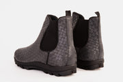 The Luxpre Grey Leather Handwoven Casual Chelsea Boot