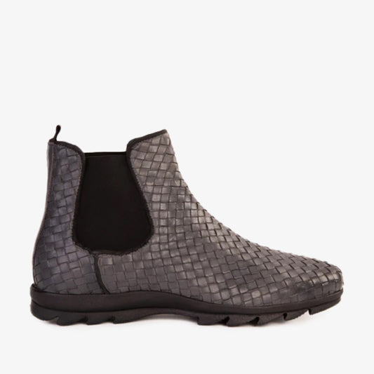 The Luxpre Grey Leather Handwoven Casual Chelsea Men Boot Final Sale!