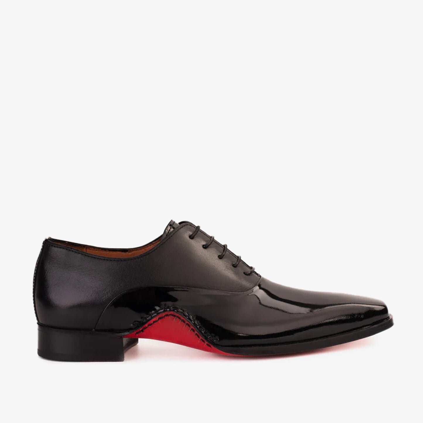 The Royal Hand Craft Black Patent Leather Plain Toe Oxford Men Shoe ...
