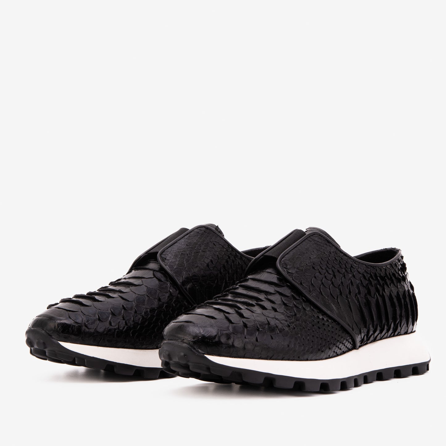 The Obsidian Black Python Leather Men Sneaker