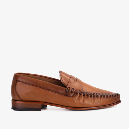 The Eregli Tan Leather Penny Loafer Men Shoe