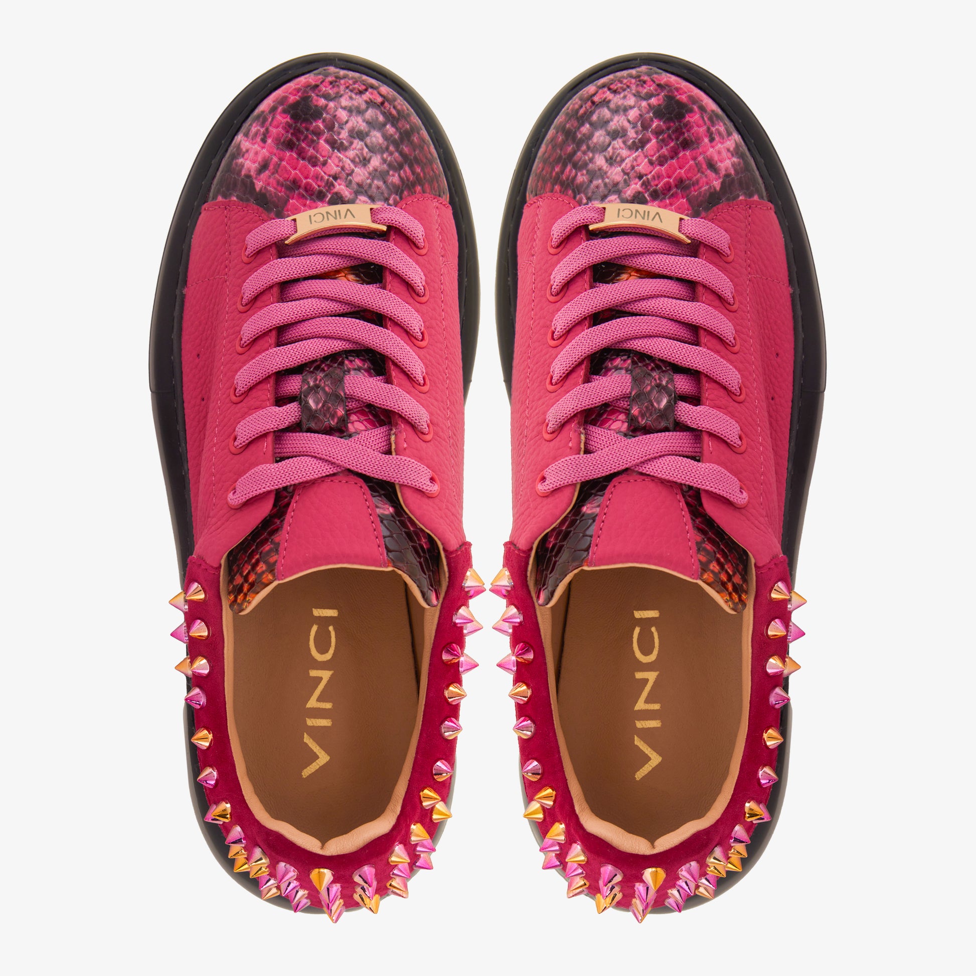 The Venezia Fuchsia Leather Women Sneaker – Vinci Leather Shoes