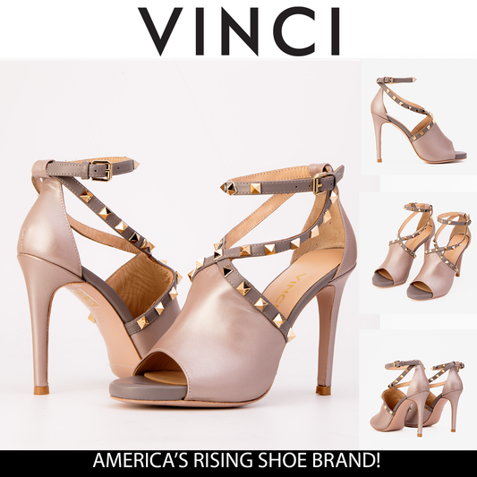 Sandalia de mujer con tira al tobillo en piel beige Ribnica