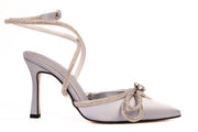 The Floransa Silver Leather Pointy Toe Ankle Strap Sandal