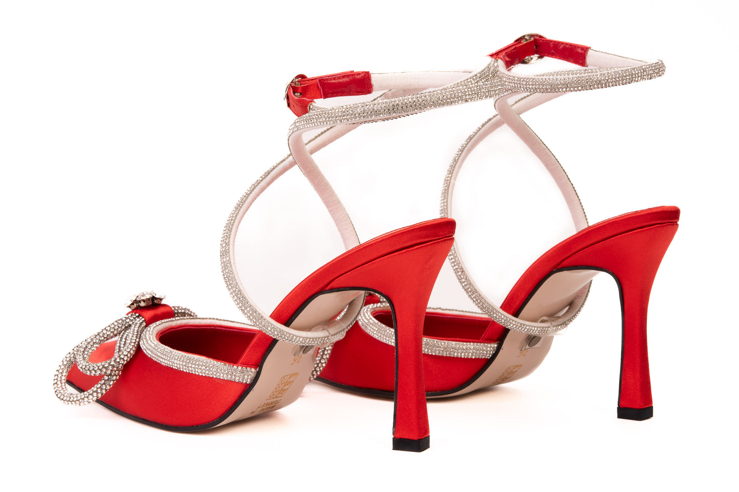 The Floransa Red Leather Pointy Toe Ankle Strap Women Sandal