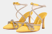 The Floransa Yellow Leather Pointy Toe Ankle Strap Sandal