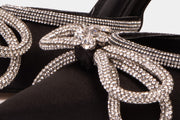 The Floransa Black Leather Pointy Toe Ankle Strap Sandal