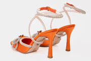 The Floransa Orange Leather Pointy Toe Ankle Strap Sandal