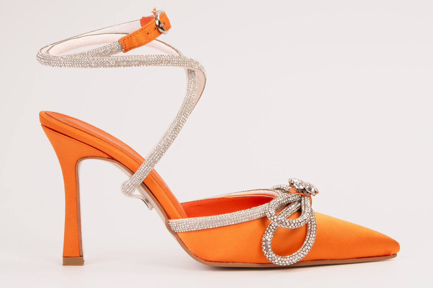 The Floransa Orange Leather Pointy Toe Ankle Strap Women Sandal Final Sale!