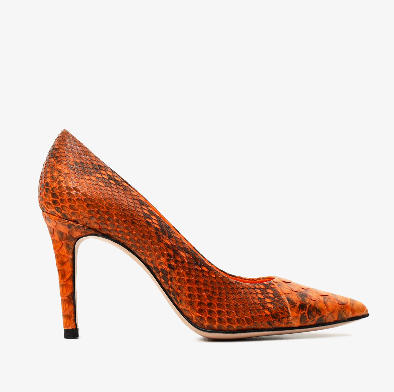 The Queenn Orange Pythn Leather Pump Women Shoe