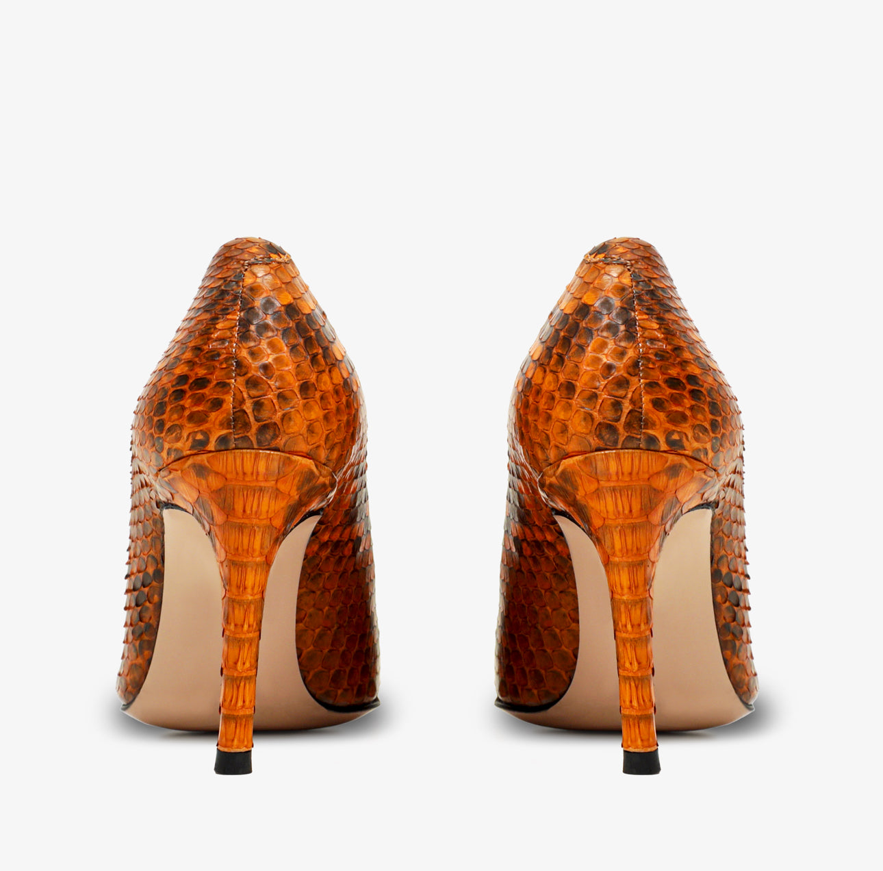 The Queenn Orange Pythn Leather Pump Women Shoe