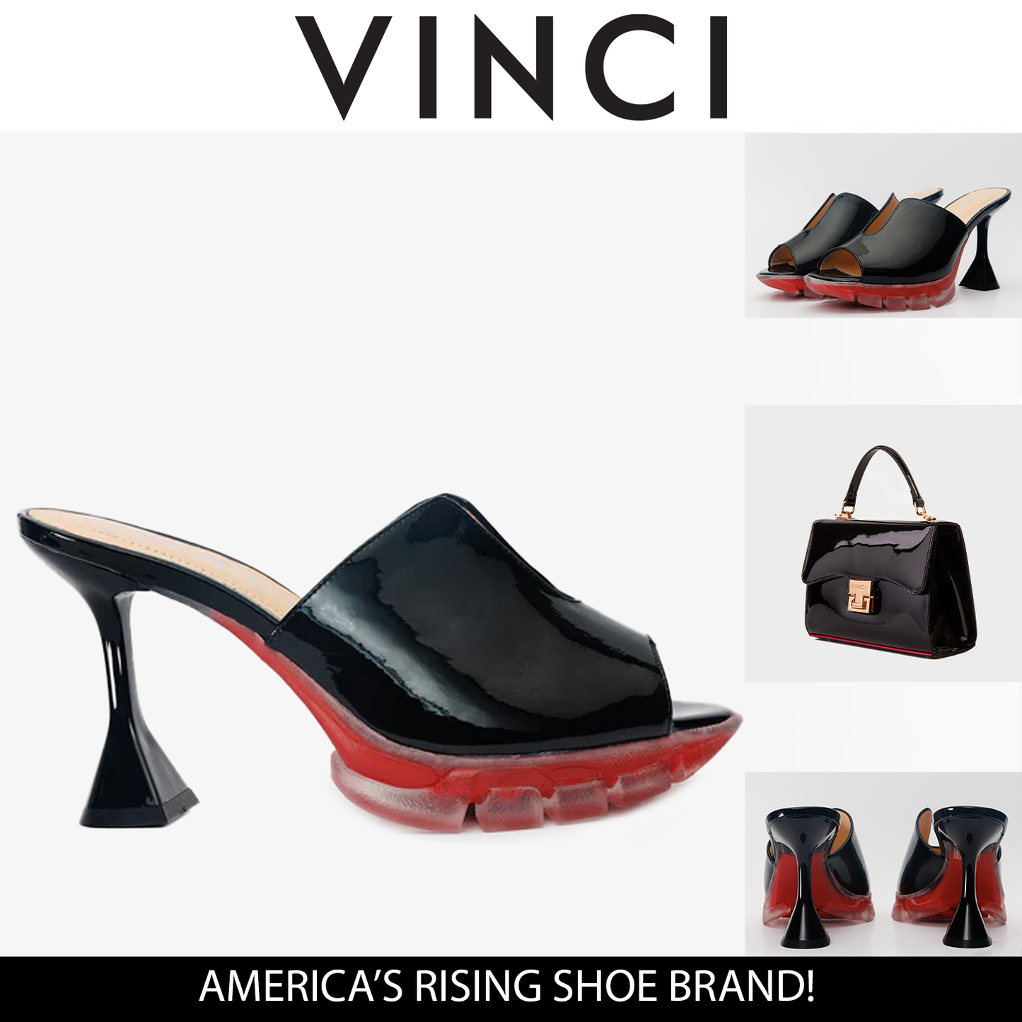 The Caratal Black Patent Leather Women Sandal