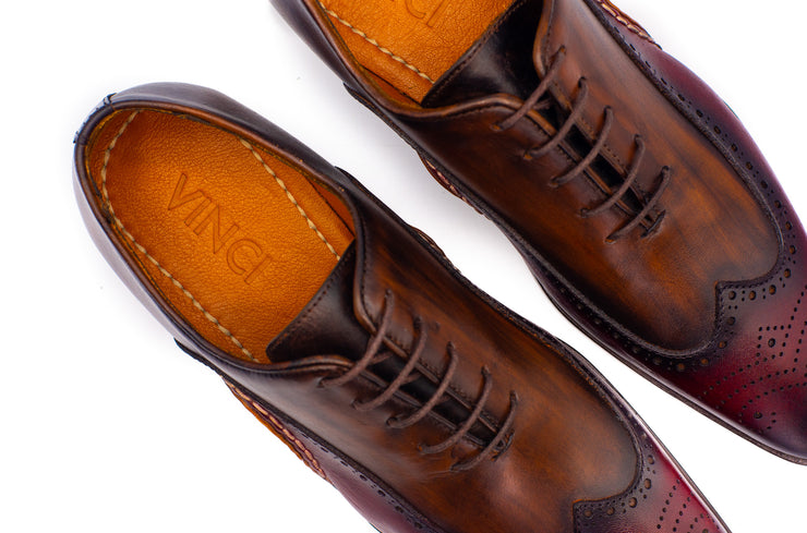 The Royal Hand Craft Burgundy Wingtip Oxford Shoe