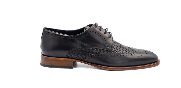 The Rover Black Leather Wingtip Semi Brogue Shoe
