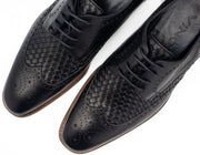 The Rover Black Leather Wingtip Semi Brogue Shoe