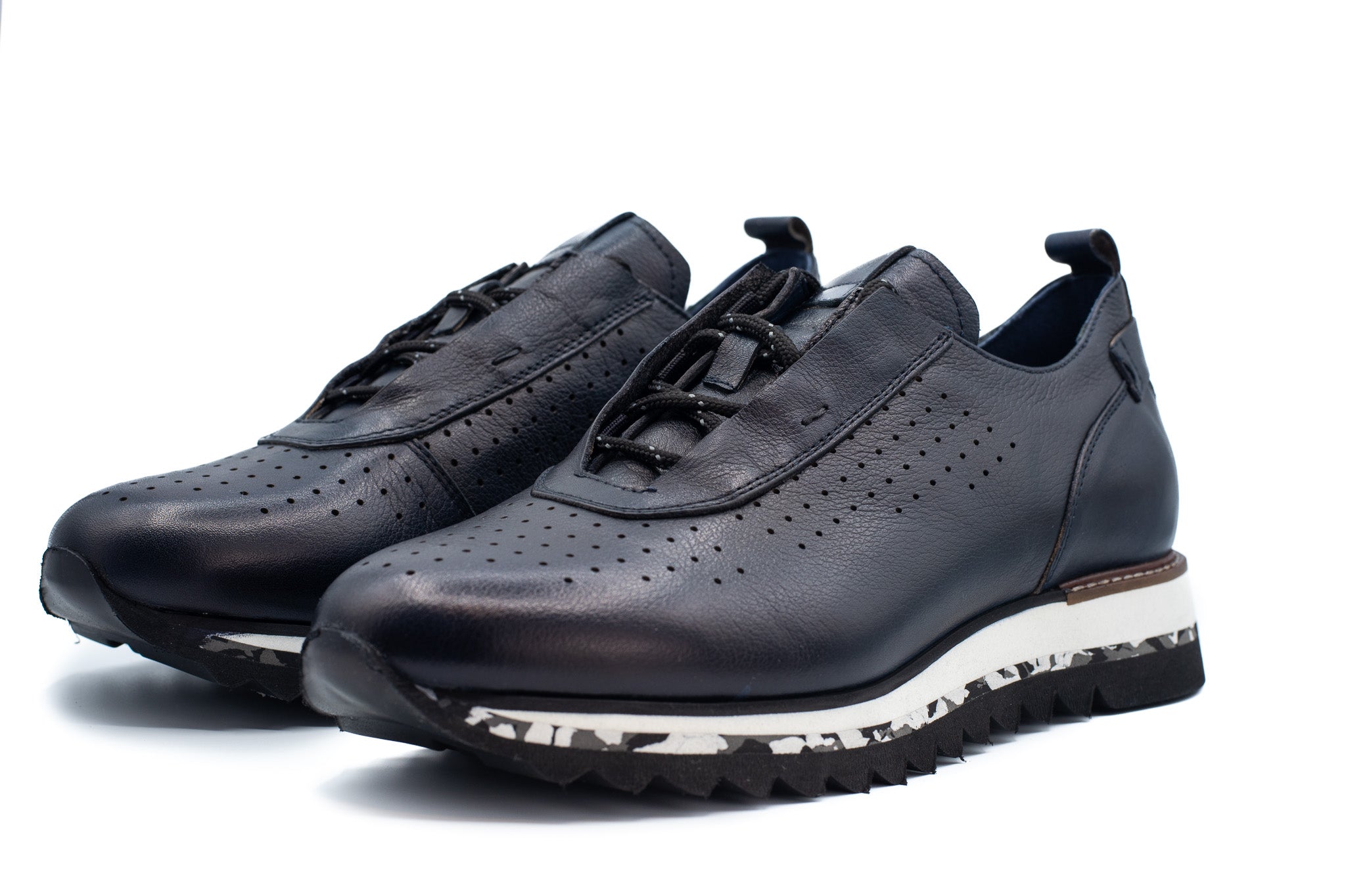 The Pennsylvania Navy Blue Leather Men Sneaker – Vinci Leather Shoes