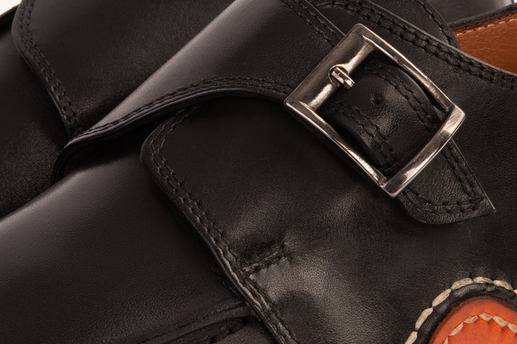 The Hagrid Black Single Monk Strap Handmade Shoe