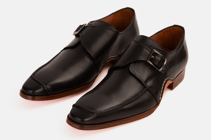 The Hagrid Black Single Monk Strap Handmade Shoe