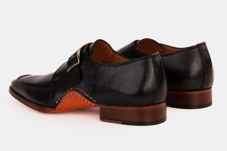 The Hagrid Black Single Monk Strap Handmade Shoe