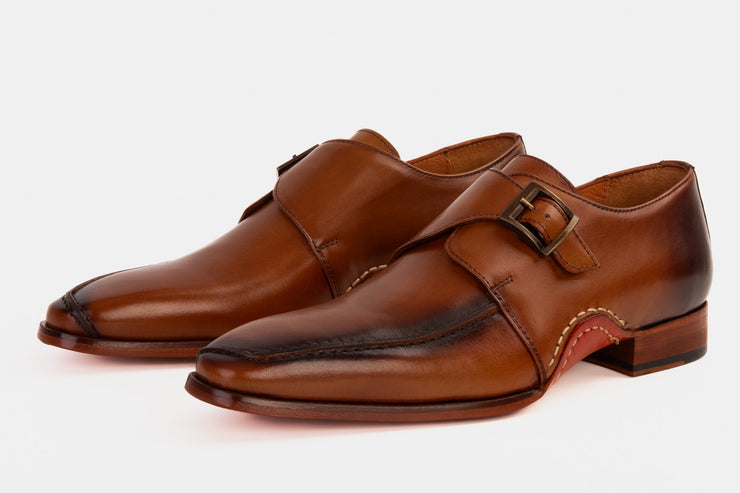 The Hagrid Tan Leather Single Monk Strap Handmade Shoe