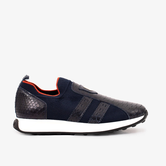 Zapatillas de punto y cuero Aslan Navy para hombre