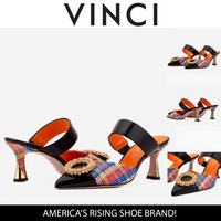 صندل مولي بكعب مجوهرات نسائي من الجلد متعدد الألوان فالنسيا